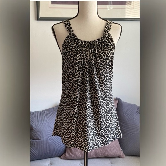 NWOT Banana Republic Halter neck style blouse top Black Cream Size M - Picture 7 of 13